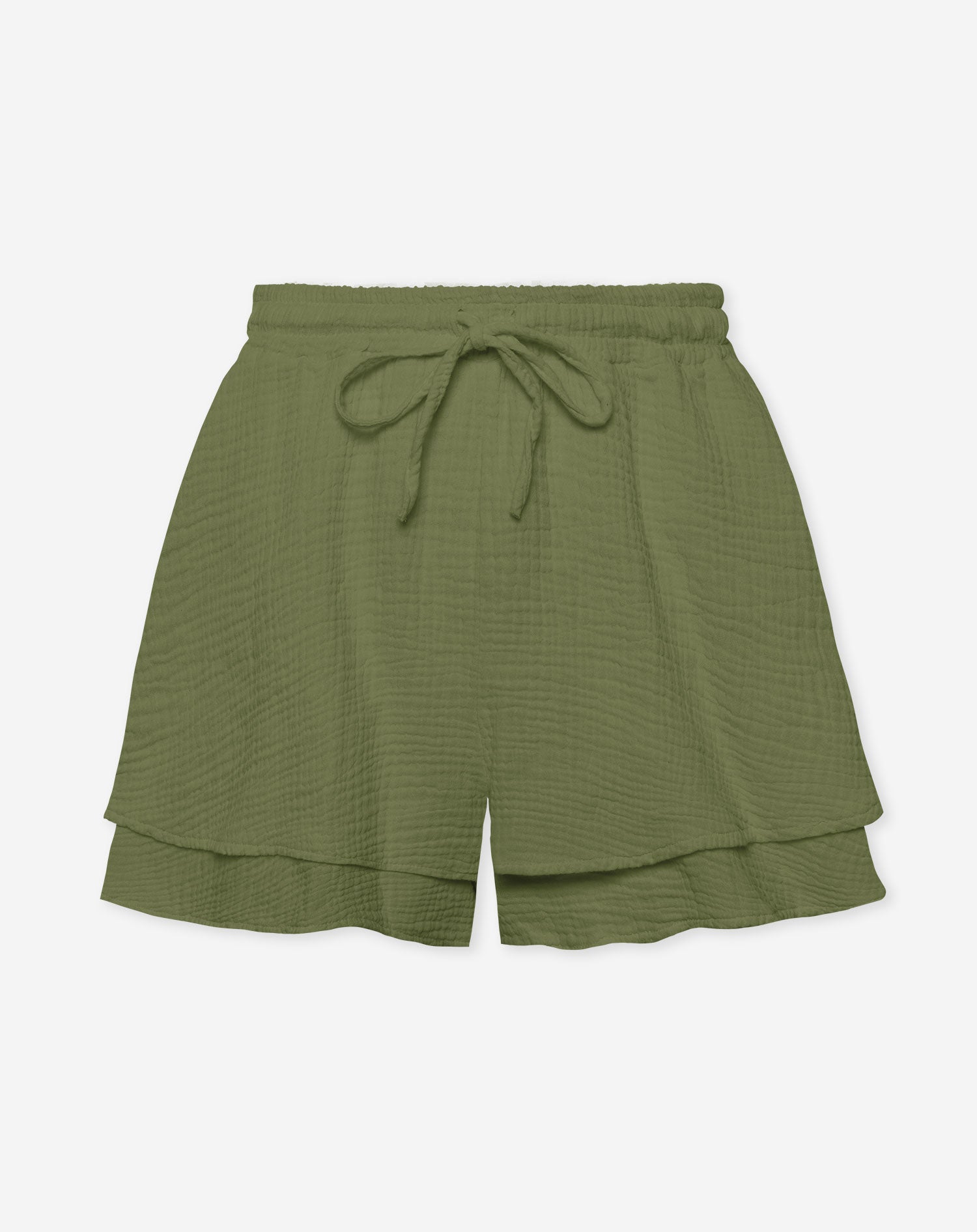 TARA MOUSSELINE SHORTS OLIJFGROEN