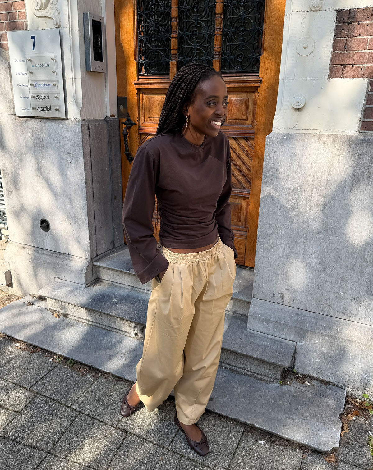 CALI BARREL PANTS TALL BEIGE
