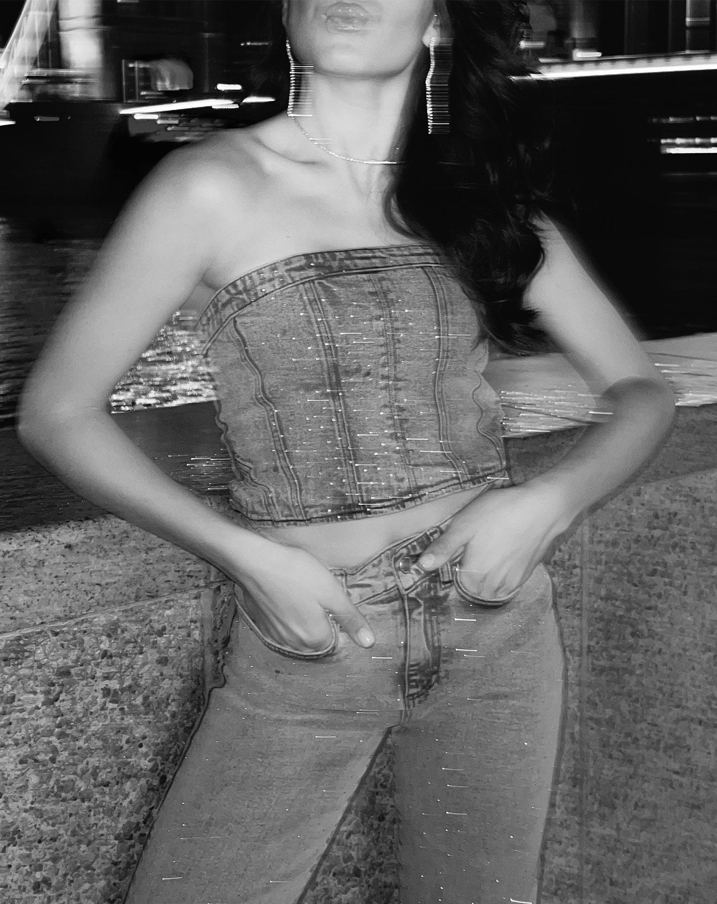 SMALL DIAMOND BOOTCUT JEANS GRIJS