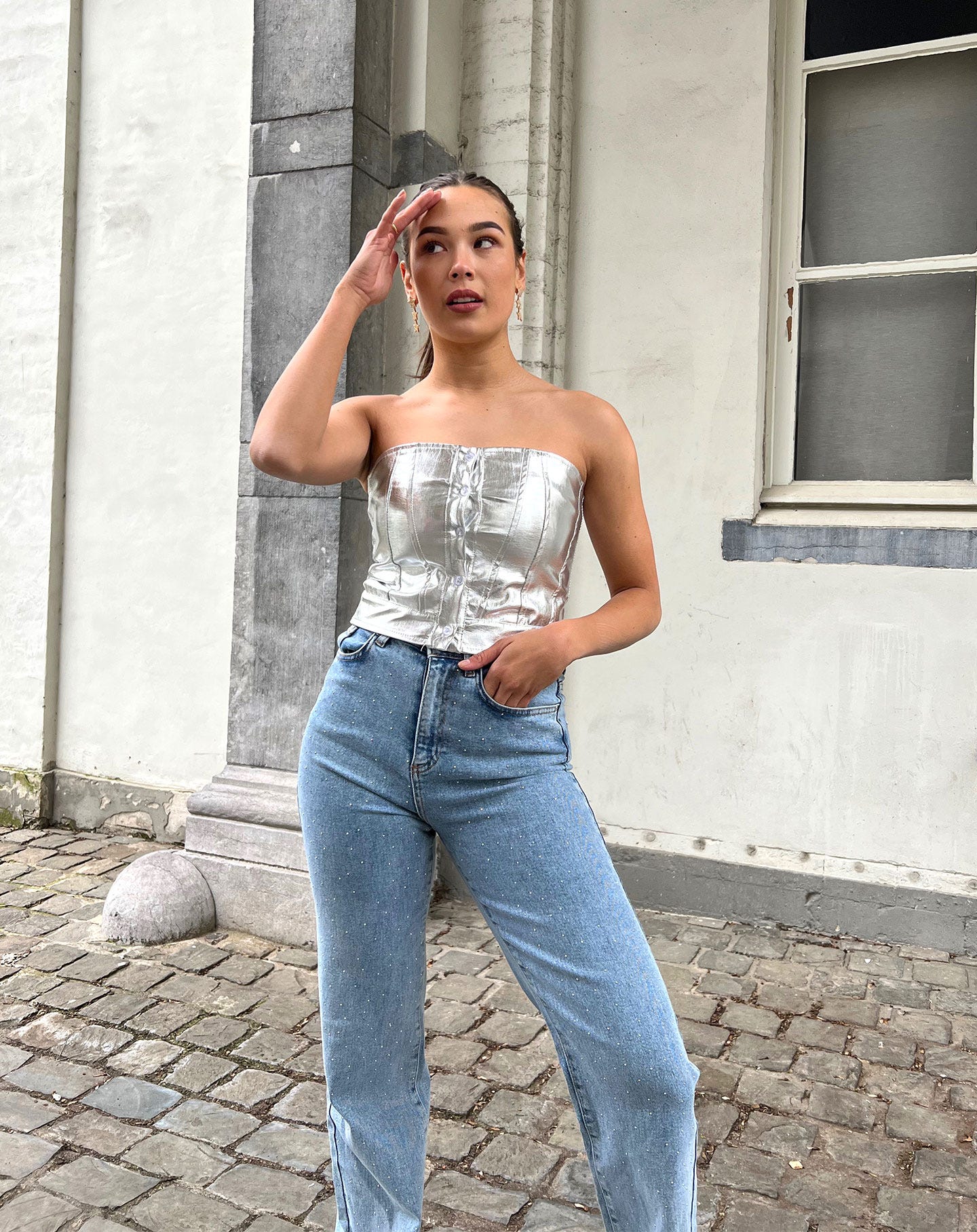 SMALL DIAMOND BOOTCUT JEANS BLUE