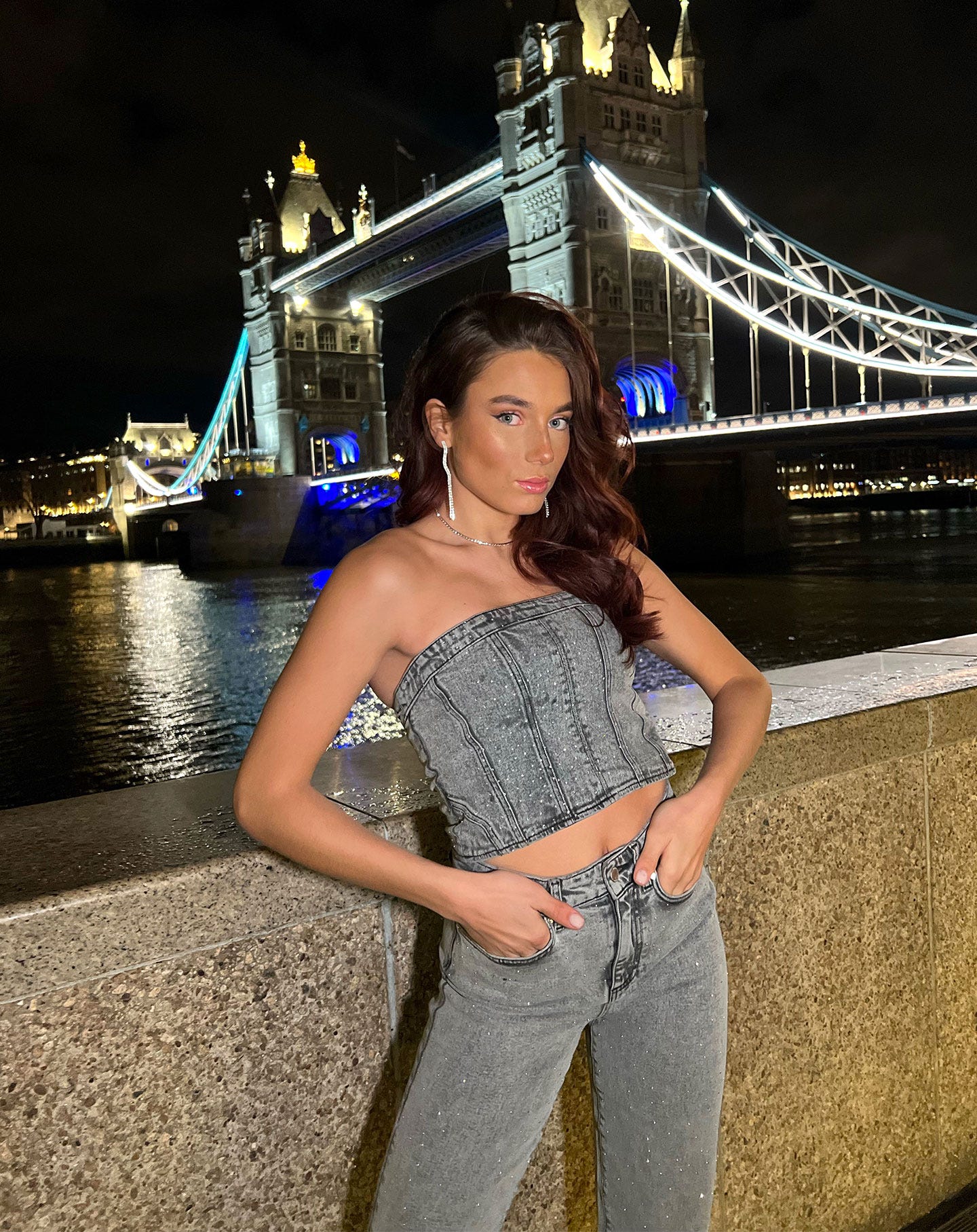 SMALL DIAMOND BOOTCUT JEANS GRIJS