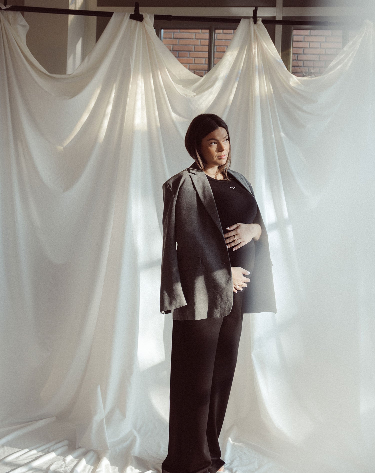 WIDE LEG PANTS MATERNITY BLACK