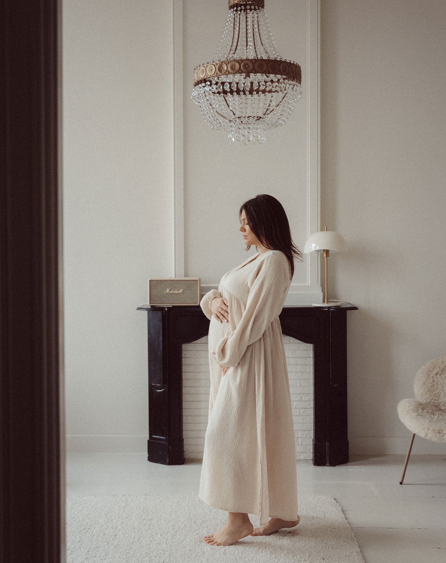 MOUSSELINE FLOWER TAPE MAXI DRESS SAND