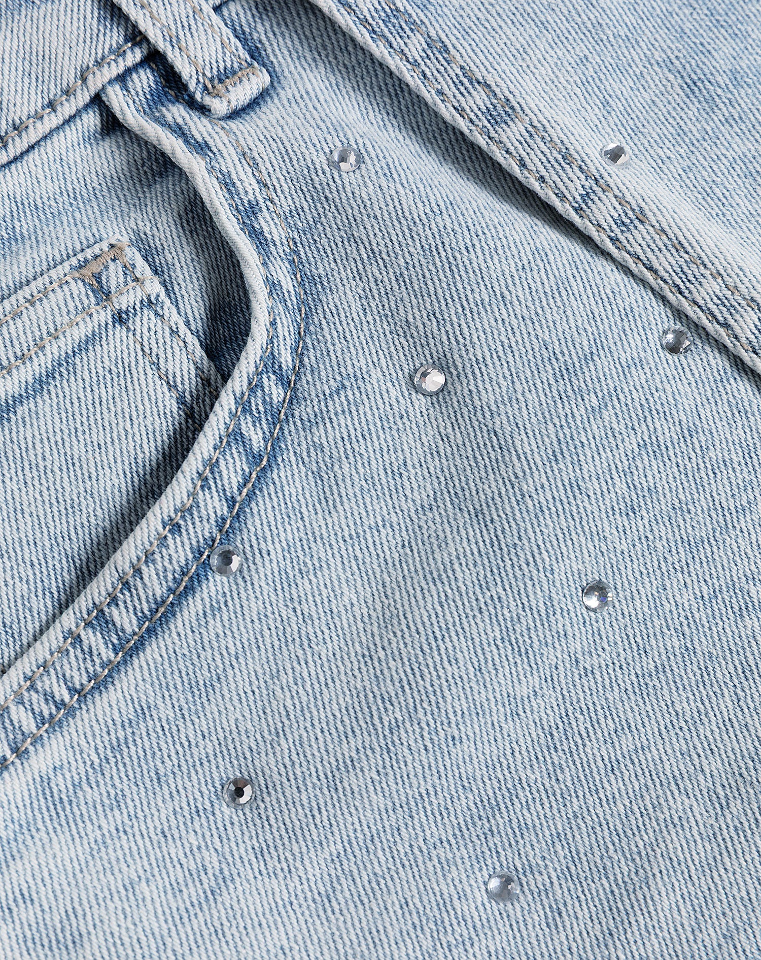 DIAMOND STUDS SKORT LICHTBLAUW