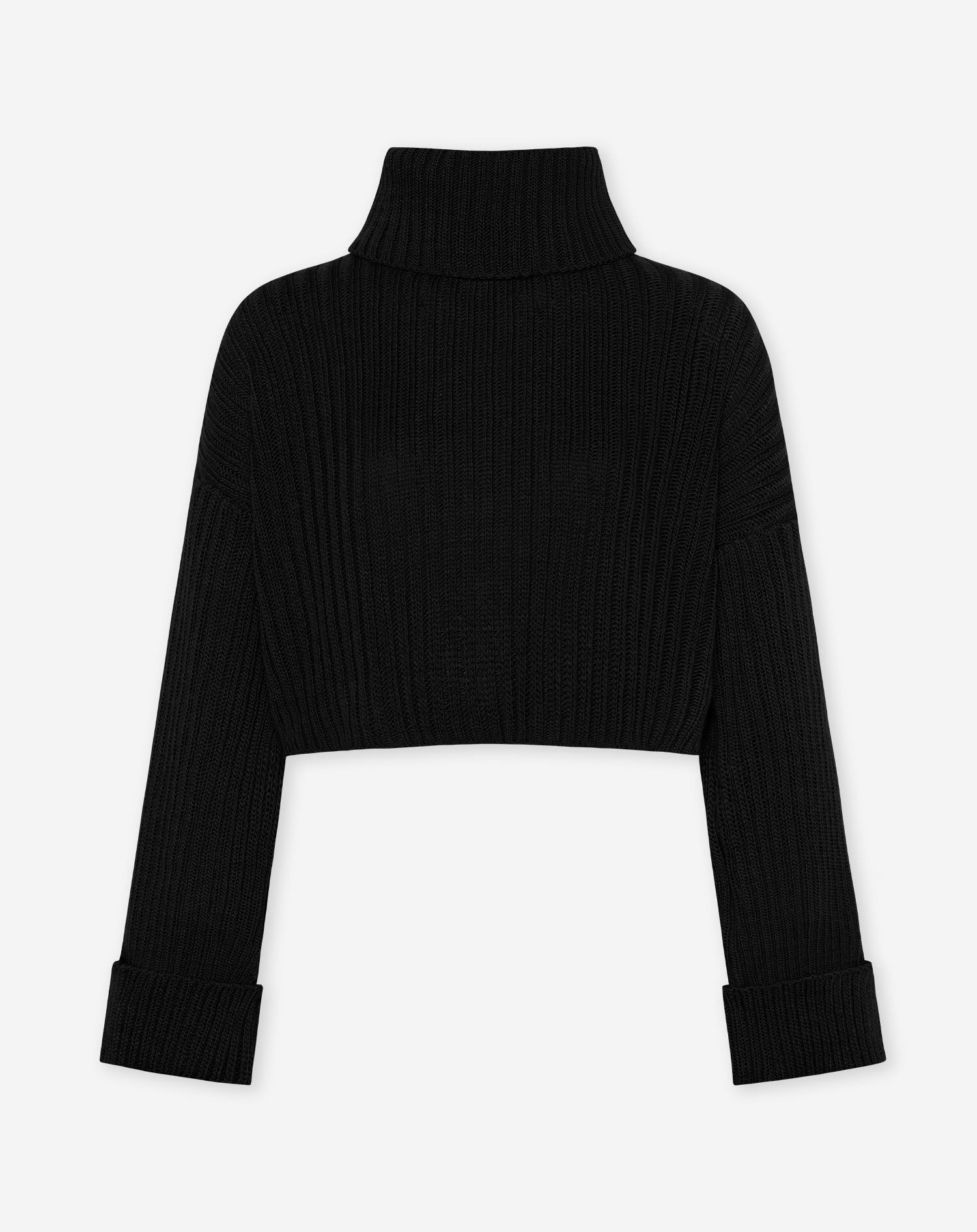 CHUNKY SLEEVES CROPPED KNIT BLACK