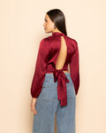 SATIN BOW TOP BORDEAUX