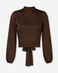 SATIN BOW TOP BROWN