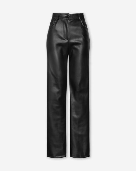 LEATHER STRAIGHT LEG PANTS BLACK Most Wanted