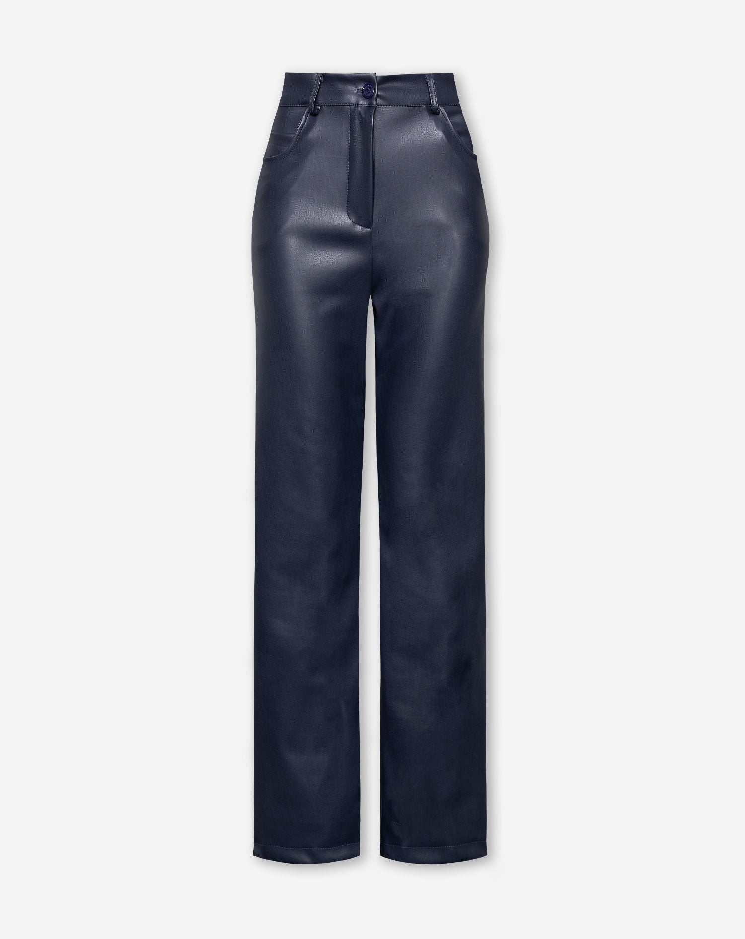 LEATHER STRAIGHT LEG PANTS TALL NAVY