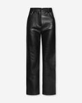 LIQUID LEATHER STRAIGHT LEG PANTS PETITE ZWART