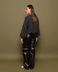 LIQUID LEATHER STRAIGHT LEG PANTS ZWART