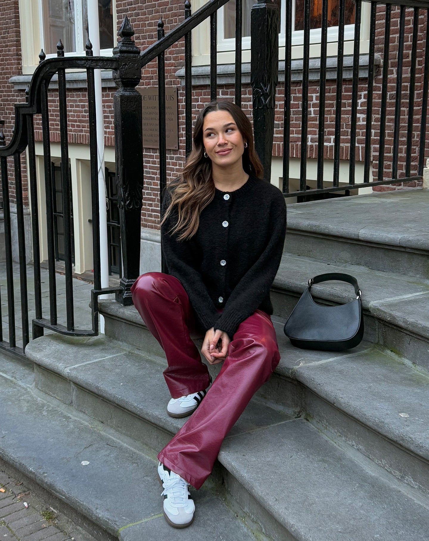 LIQUID LEATHER STRAIGHT LEG PANTS BURGUNDY