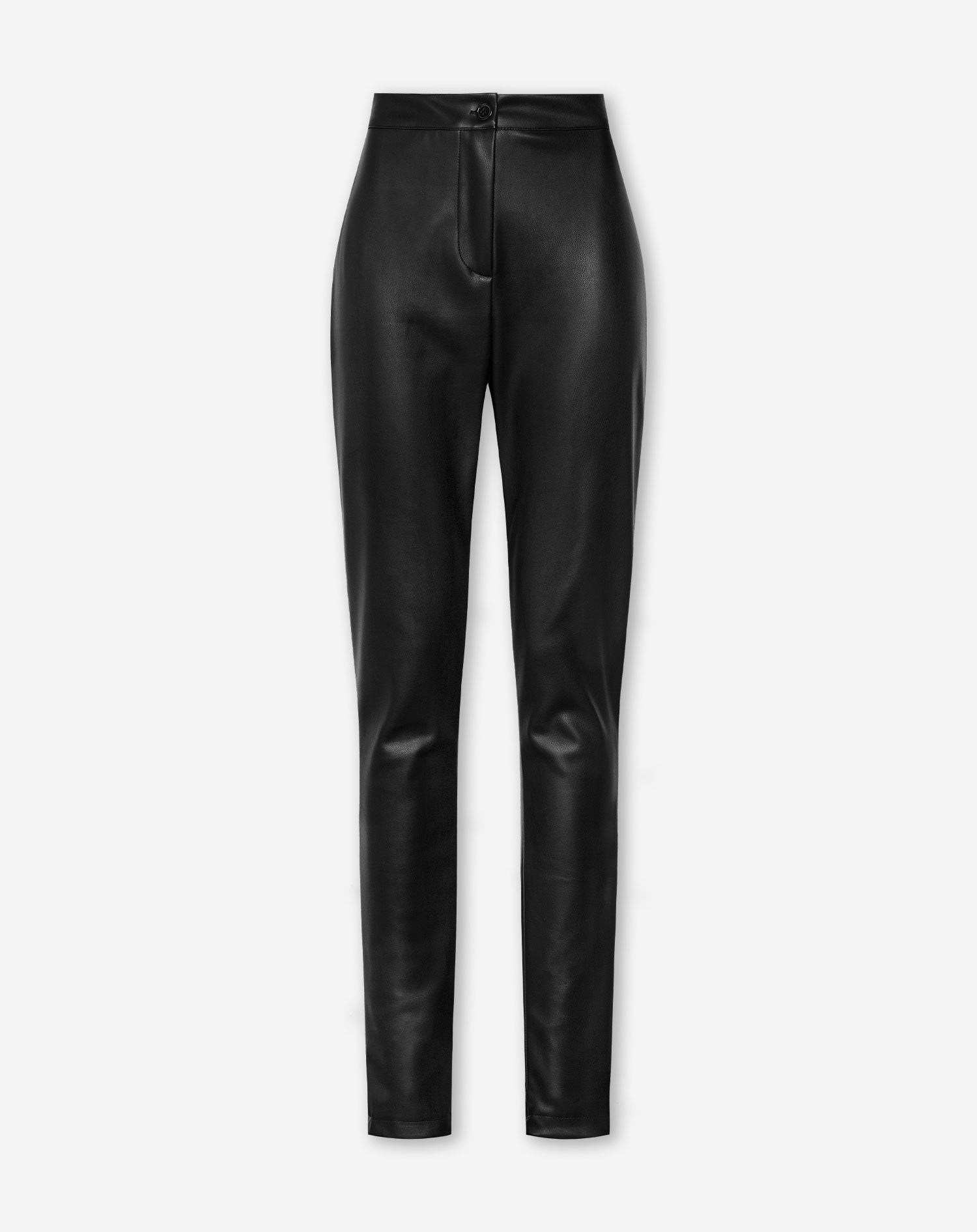 Women's High Waisted Belted Leather Look Skinny Trousers | Boohoo UK