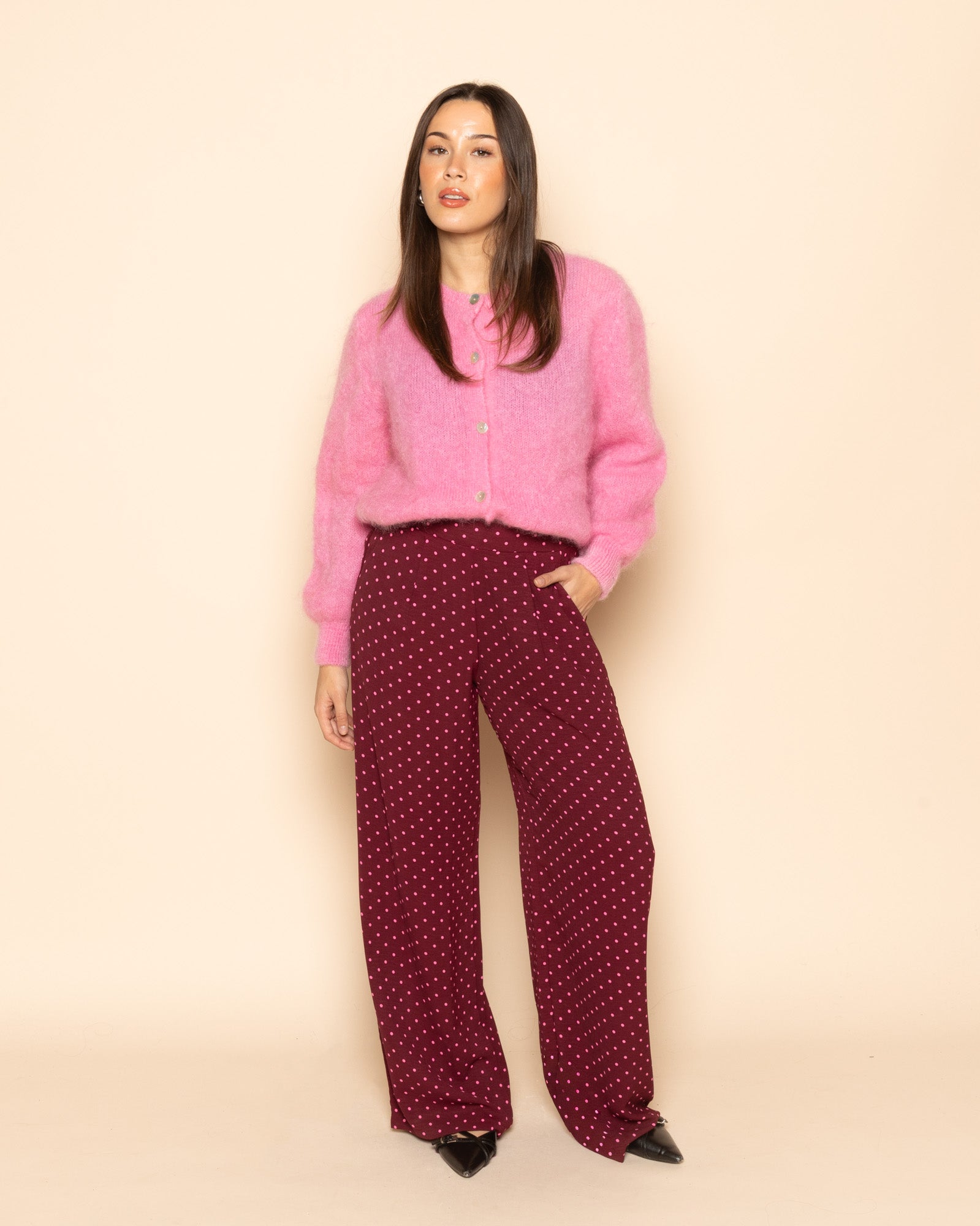 JULIE SMALL DOT PANTALON PETITE BURGUNDY