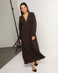 MOUSSELINE FLOWER TAPE MAXI DRESS BRUIN