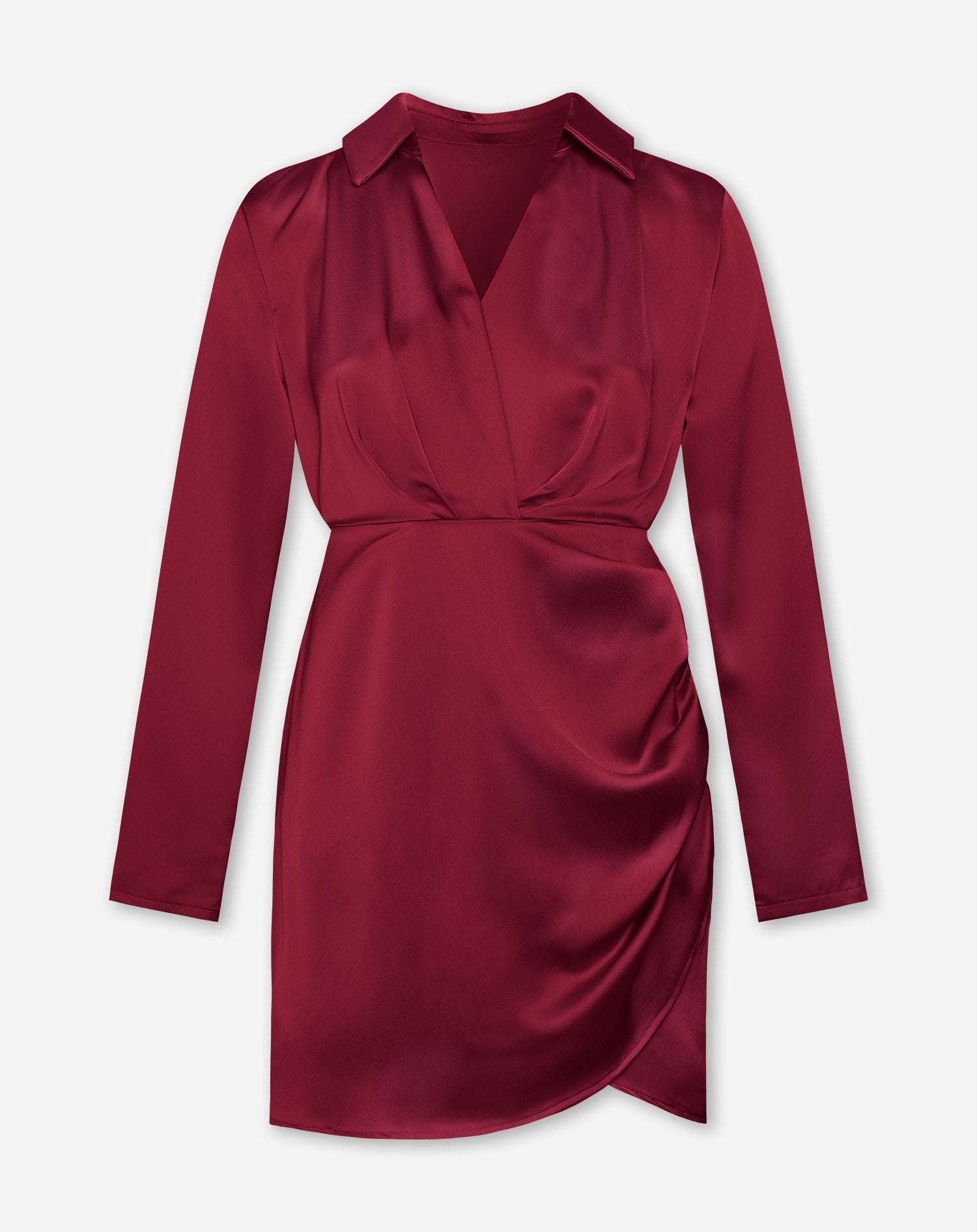 XELLY SATIN DRESS BURGUNDY