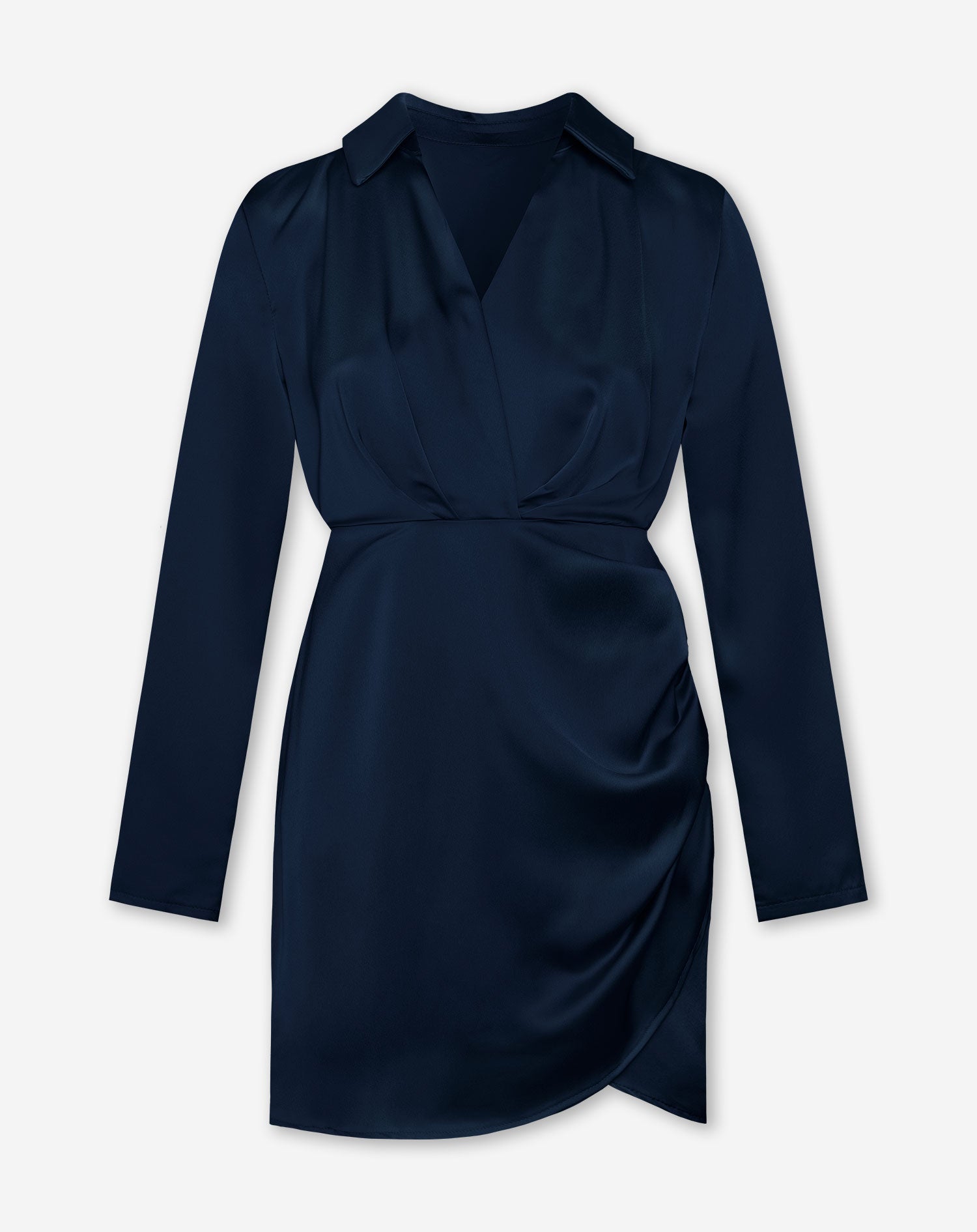 XELLY SATIN DRESS MARINEBLAUW