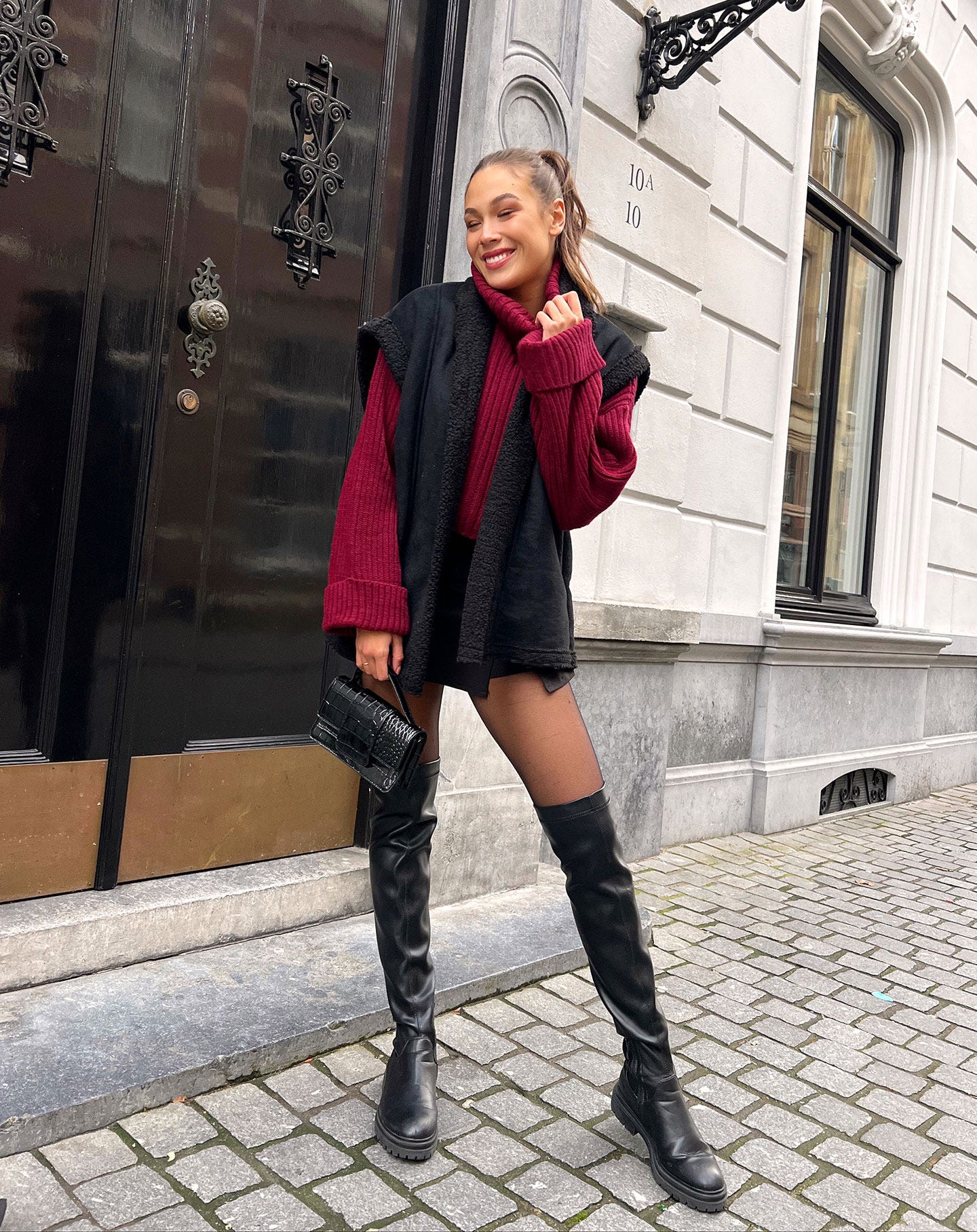 PU OVER THE KNEE BOOTS BLACK