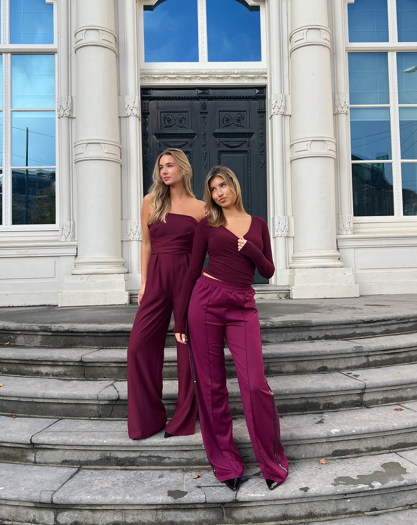 DANIE STRAPLESS JUMPSUIT TALL BURGUNDY