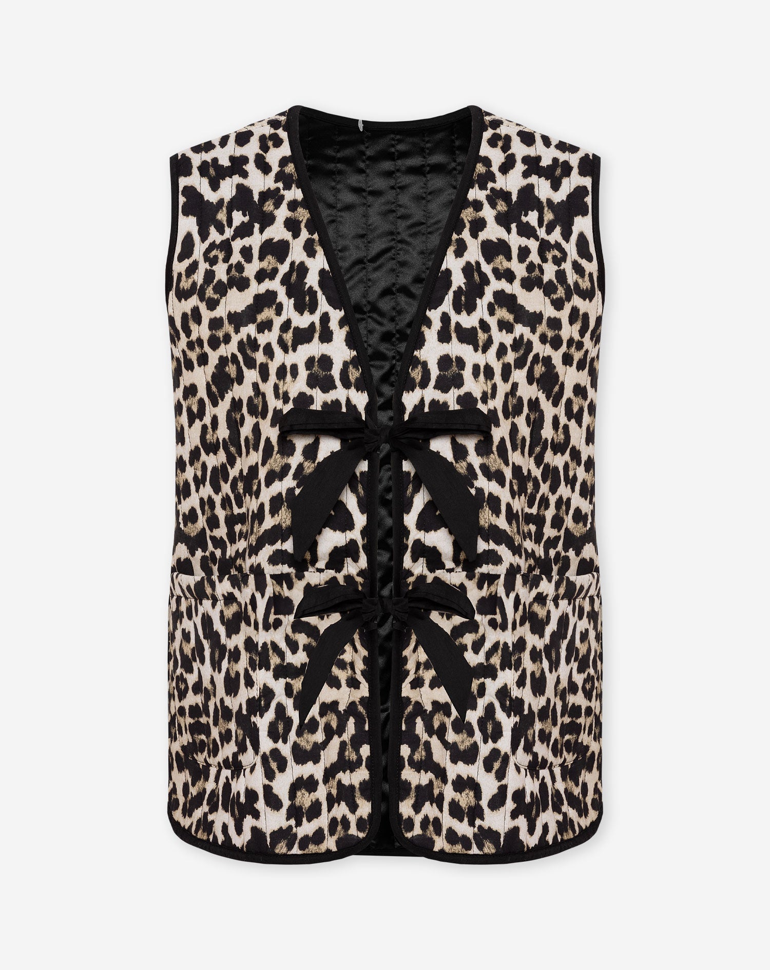 LEOPARD PADDED BOWS GILET