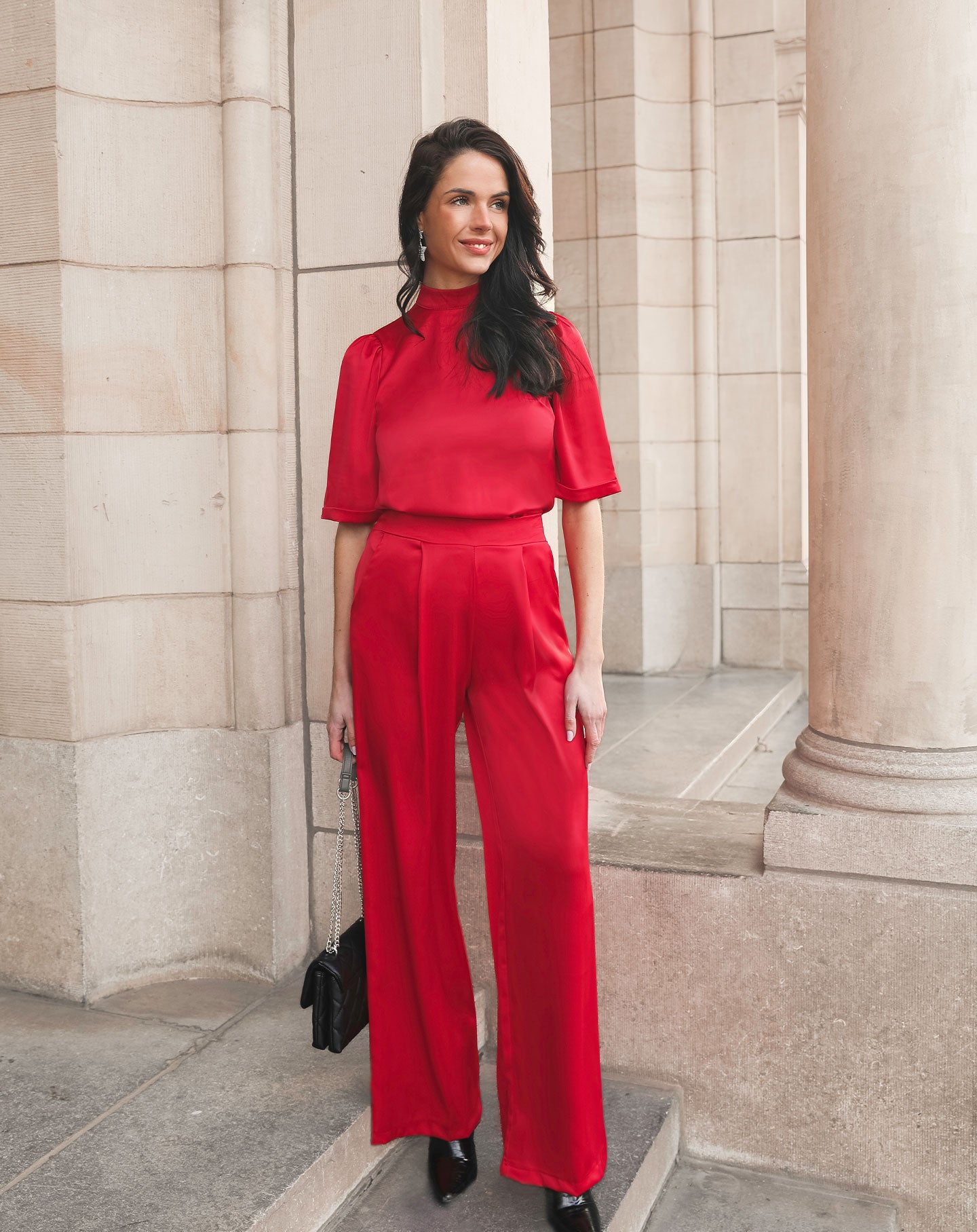 JULIE SATIN TROUSERS RED