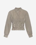 CHECK SMOCK BLOUSE BROWN