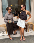 CHECK SMOCK BLOUSE BRUIN
