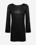 LINCY SEQUINS BACK BOW DRESS BLACK