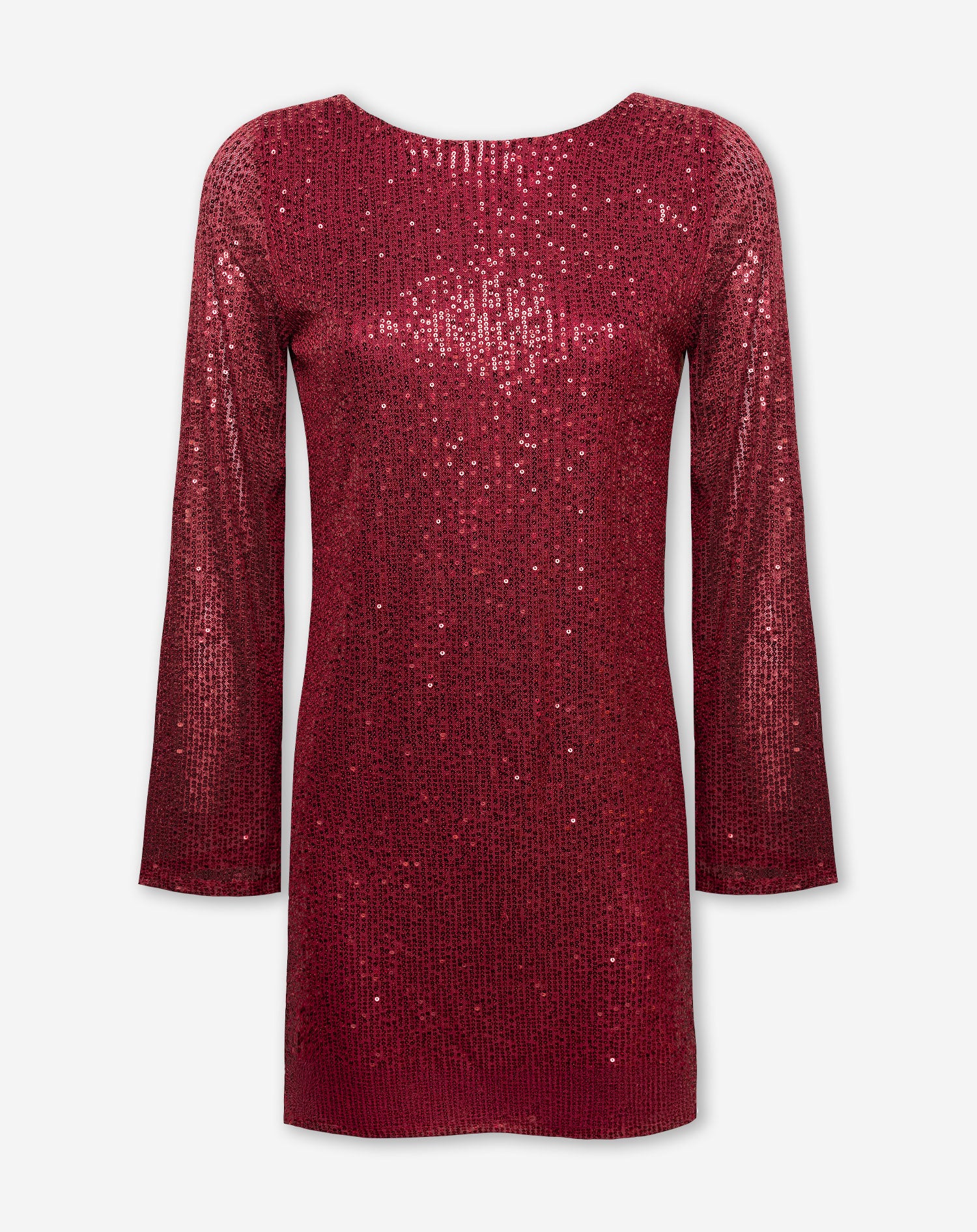 LINCY SEQUINS BACK BOW DRESS BURGUNDY