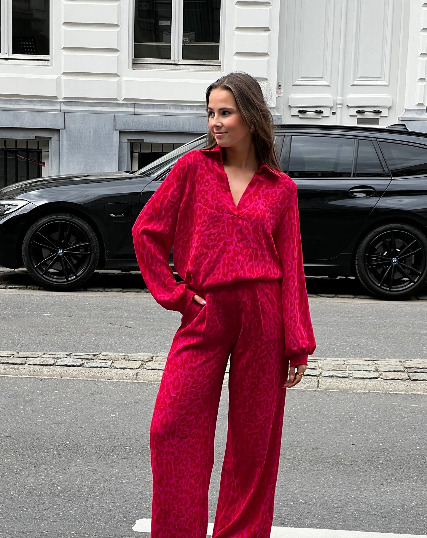 JULIE LEOPARD PANTALON PETITE FUCHSIA