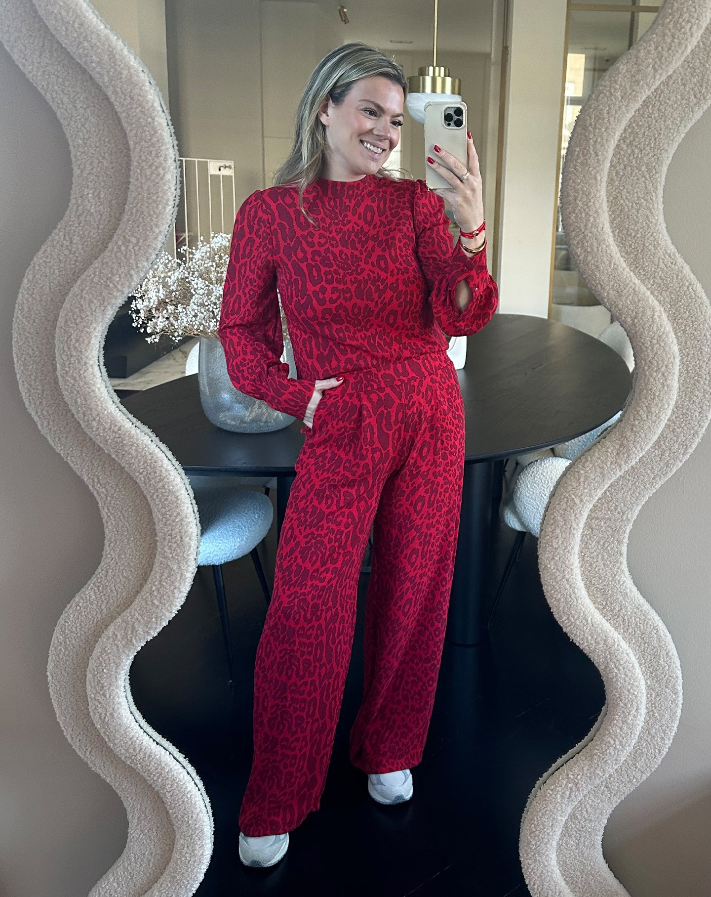 JULIE LEOPARD TROUSERS RED