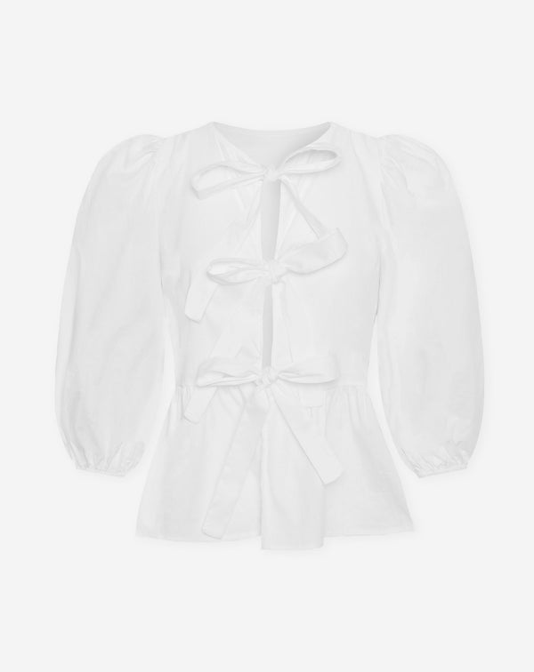 POPLIN BOWS TOP CRÈME