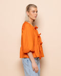 POPLIN BOWS TOP ORANJE