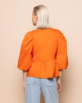 POPLIN BOWS TOP ORANJE