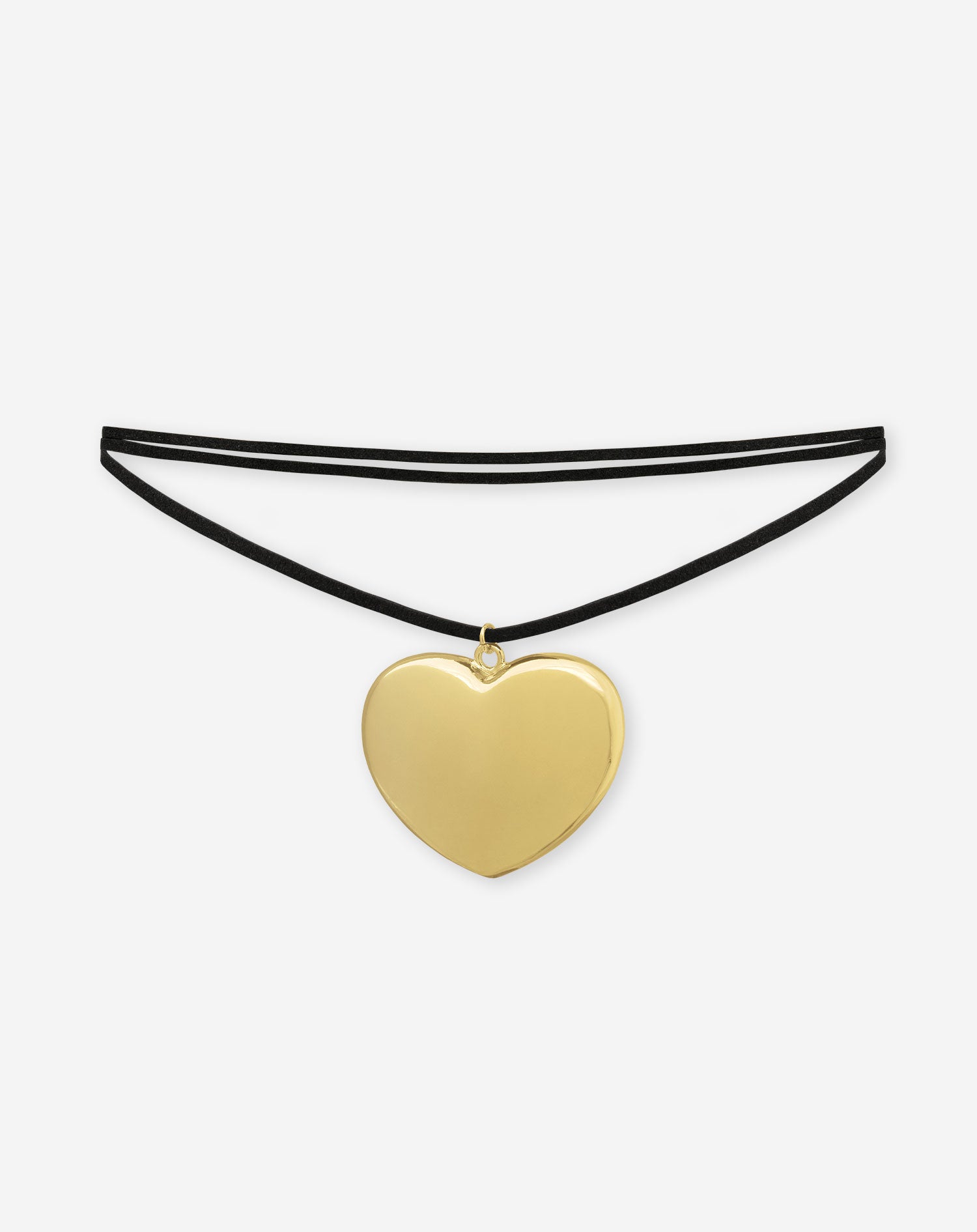 BIG HEART CHOKER CORD NECKLACE GOLD