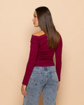 TAMAR OFF SHOULDER RUCHED TOP BURGUNDY