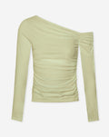 TAMAR OFF SHOULDER RUCHED TOP LICHT OLIJFGROEN