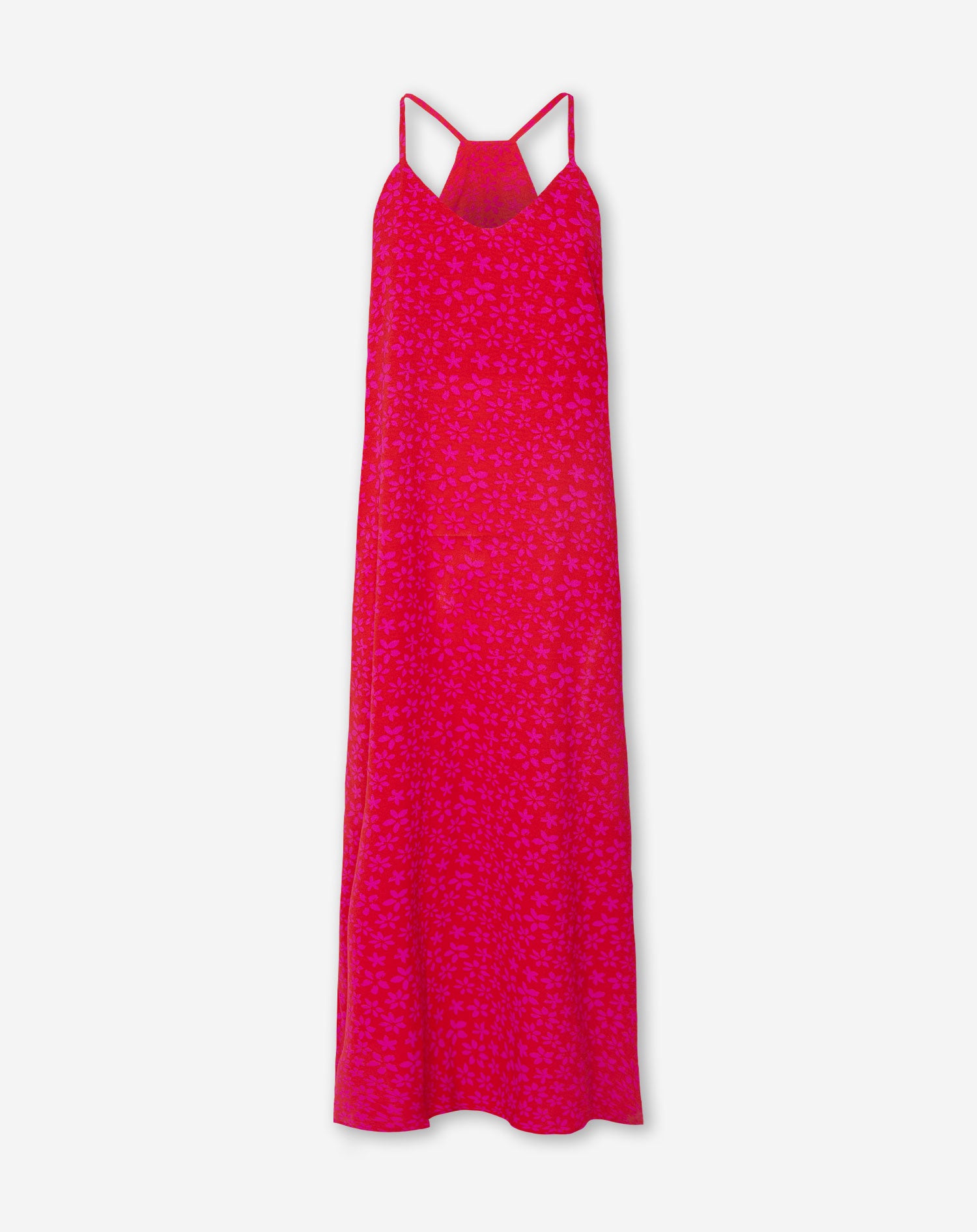 JULIE DITSY FLOWER MAXI SLIP DRESS RED