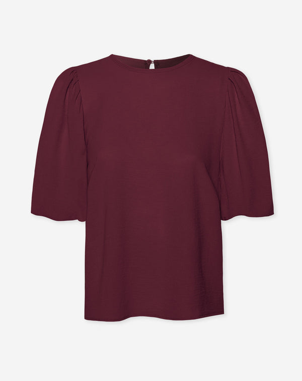 JULIE PUFF SLEEVE TOP BURGUNDY