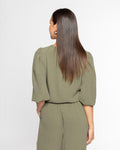 JULIE PUFF SLEEVE TOP LIGHT OLIVE