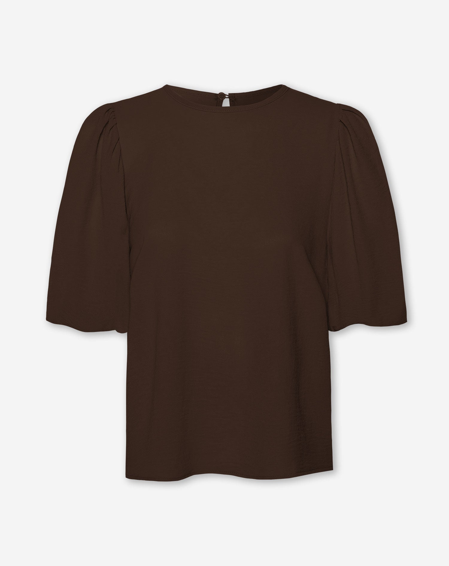 JULIE PUFF SLEEVE TOP BROWN