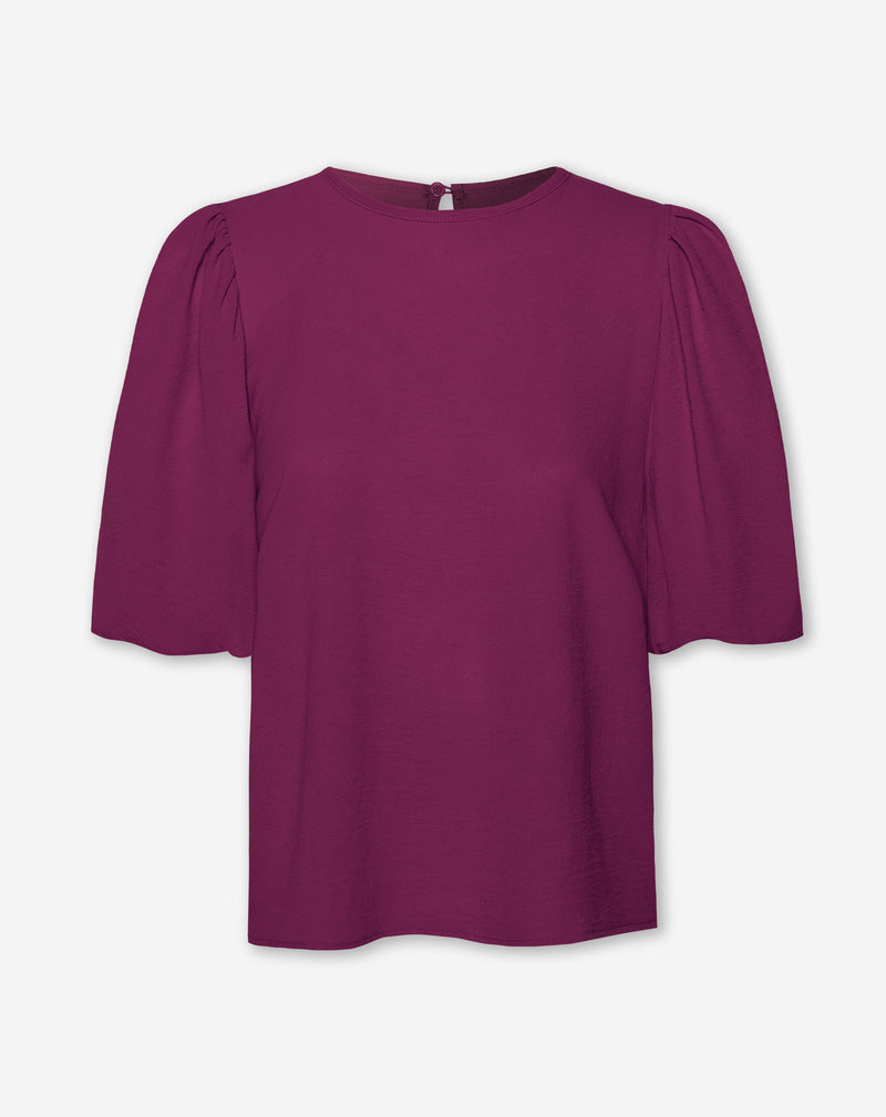 JULIE PUFF SLEEVE TOP CHERRY