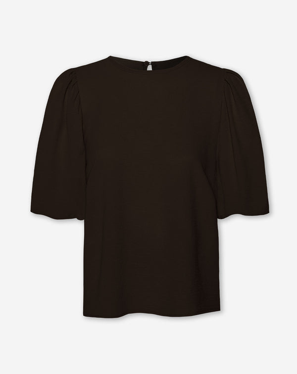 JULIE PUFF SLEEVE TOP CHOCOLADEBRUIN