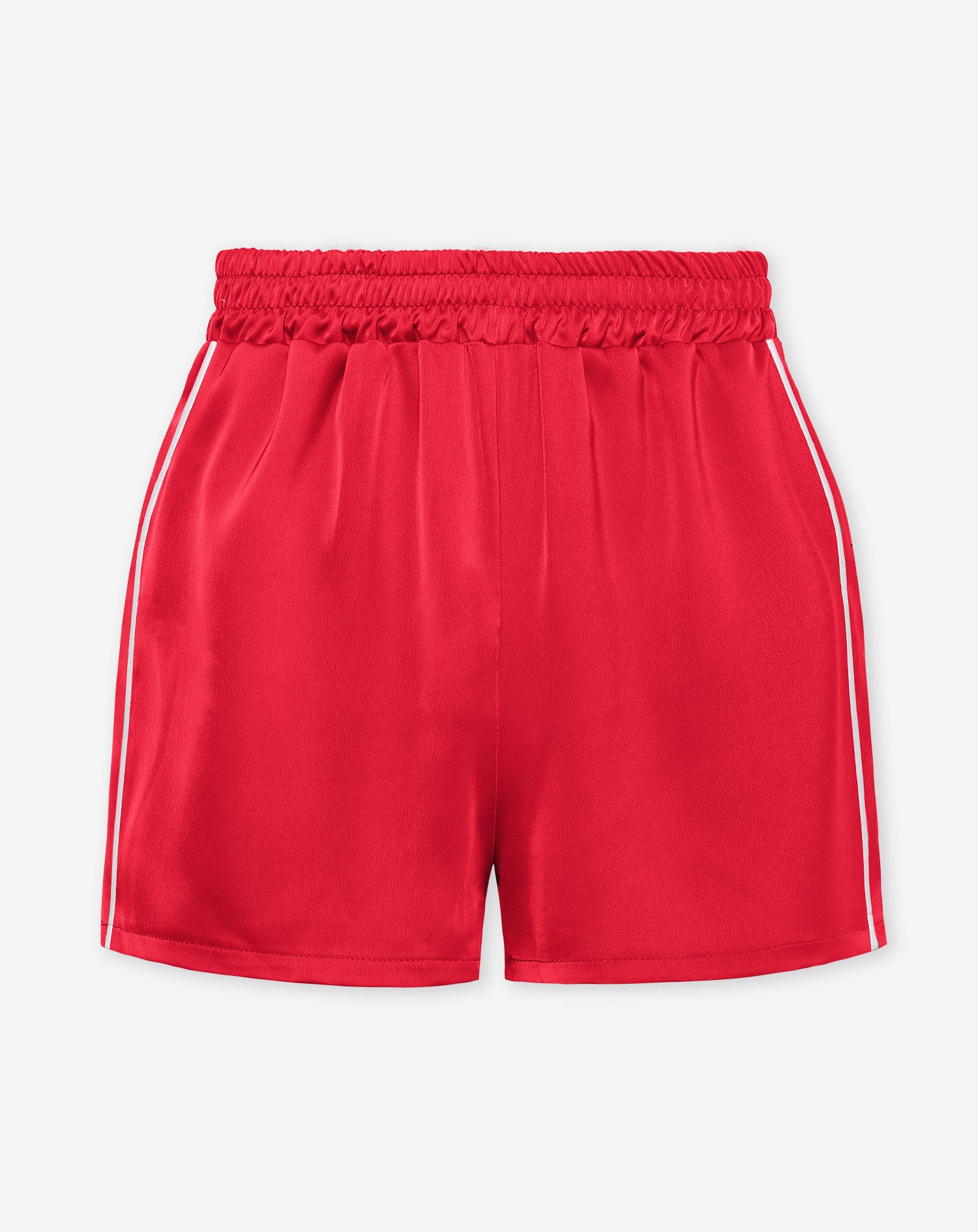 Shorts mit kontrastierenden Paspeln aus Satin in Rot