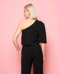 JULIE ONE SHOULDER PUFF SLEEVE TOP BLACK