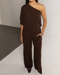 JULIE ONE SHOULDER PUFF SLEEVE TOP BRUIN