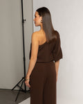 JULIE ONE SHOULDER PUFF SLEEVE TOP BRUIN