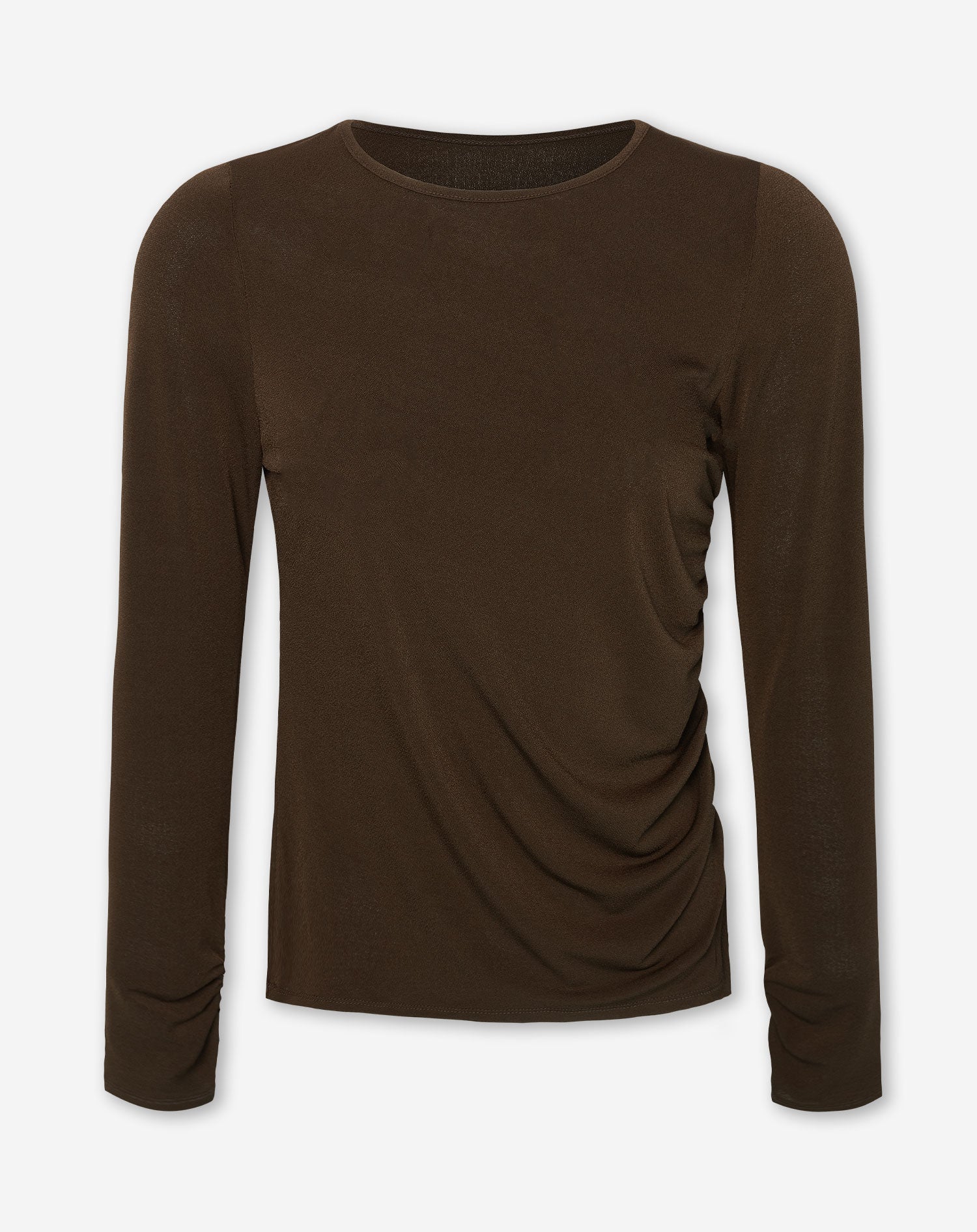 NORAH RUCHED TOP BROWN