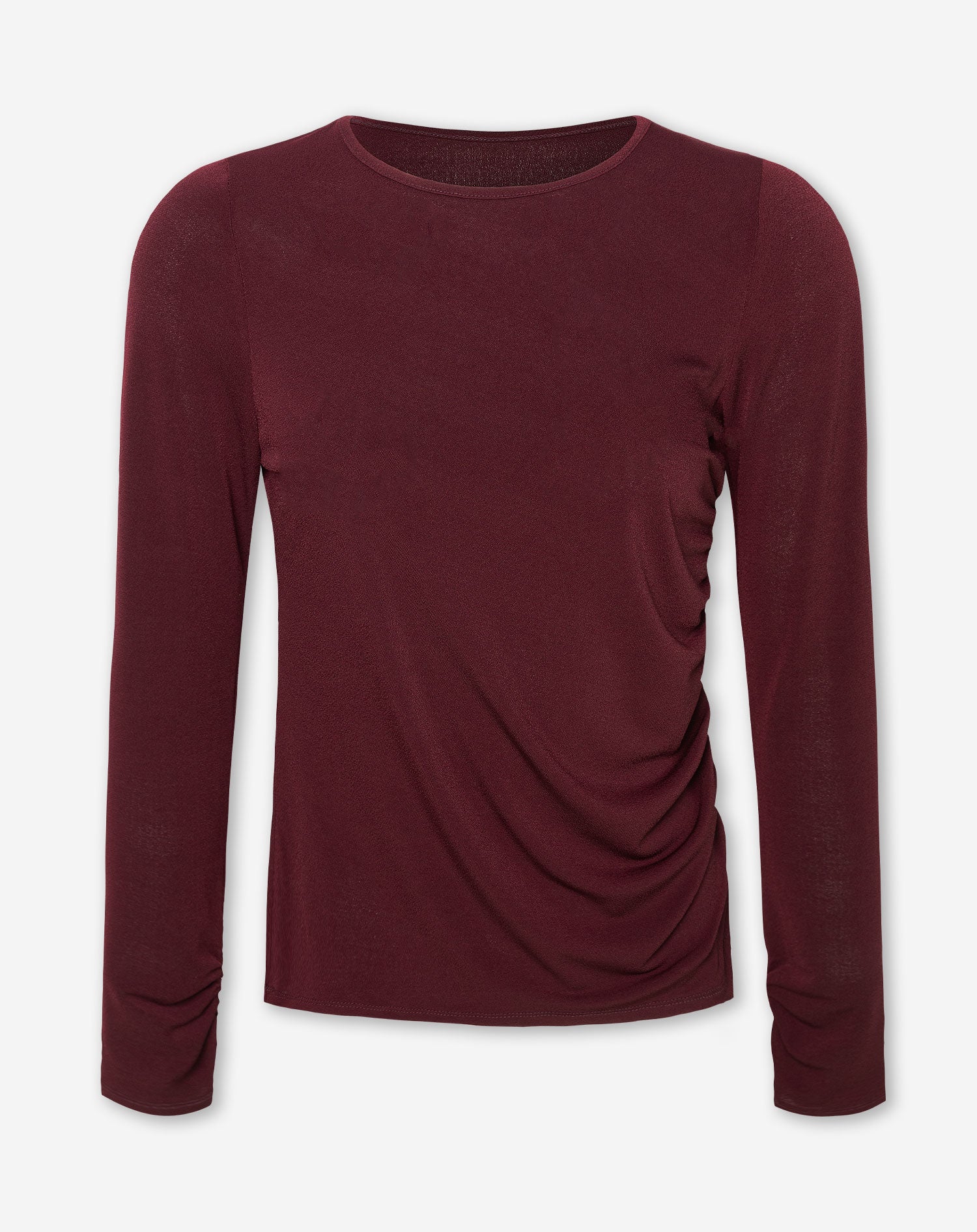 NORAH RUCHED TOP BURGUNDY