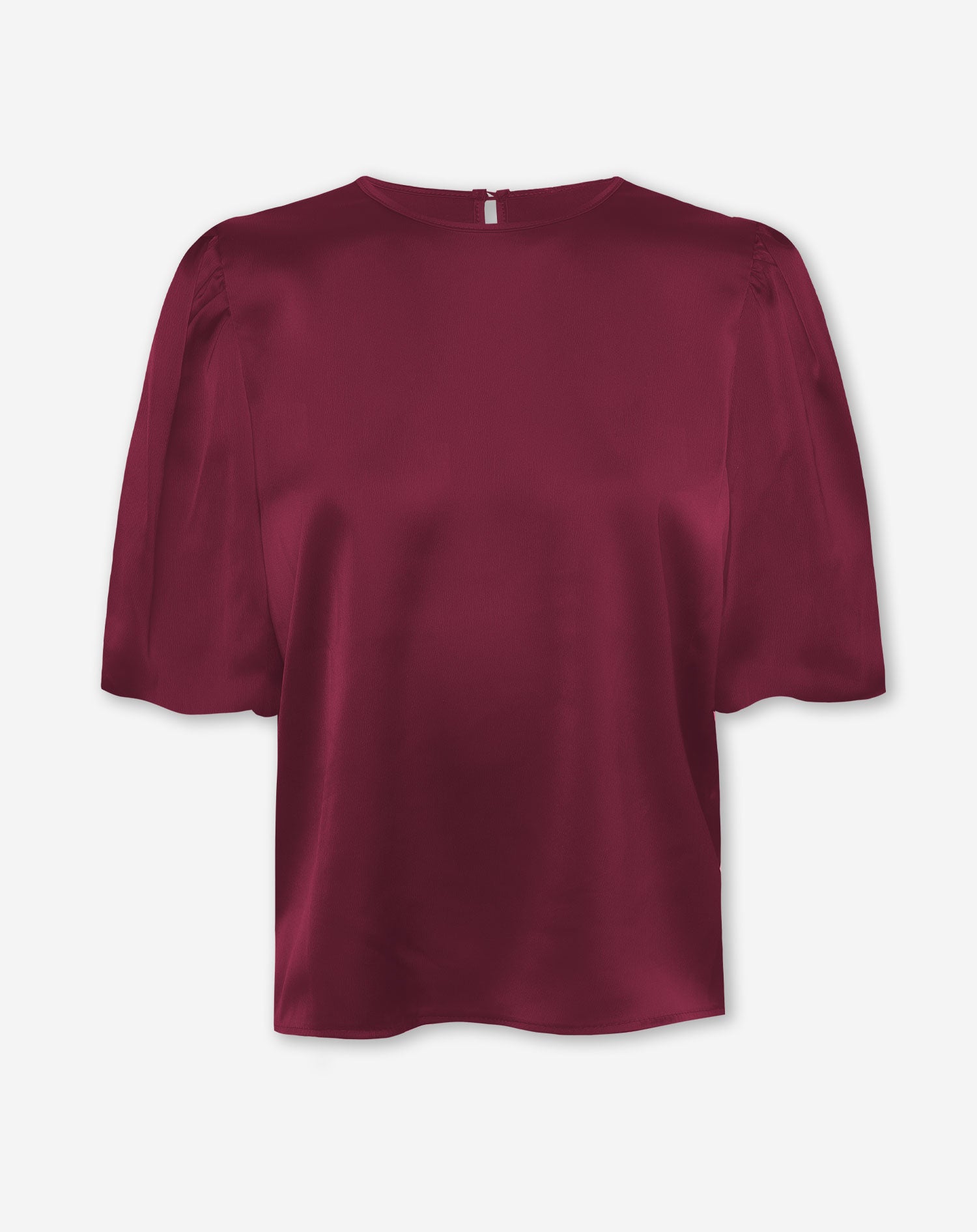 JULIE SATIN PUFF SLEEVE TOP BORDEAUX